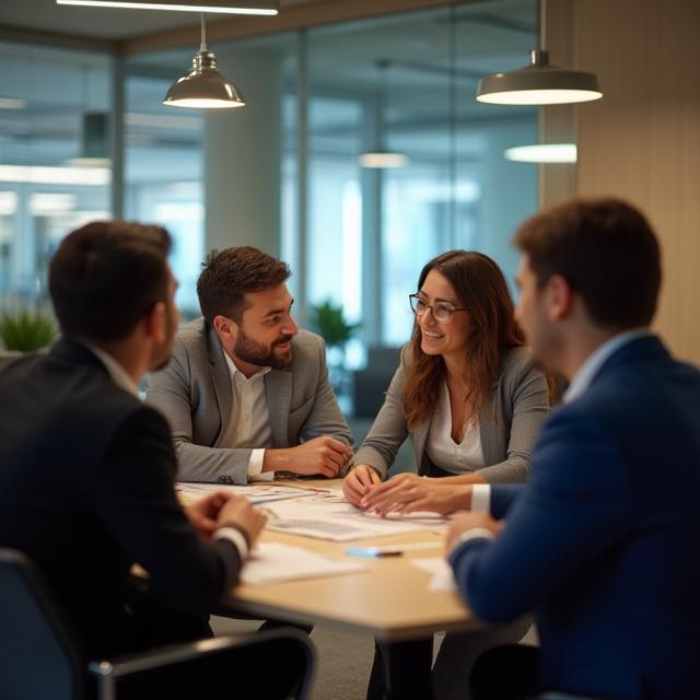 Team collaborating in Meridian's Manchester office